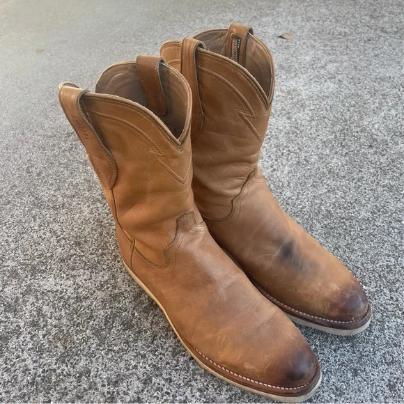 Tecovas Leather Boots Cowboy Ranch Wear Men’s Size 11.5 D Wheat Tan Vibram Sole - Picture 4 of 16